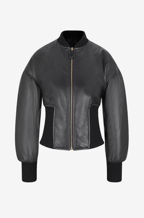 Alaia Bomber-Blouson aus Leder mit Puff&auml;rmeln Cinched Bomber