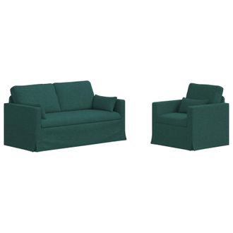 vidaXL Juego De Sof&aacute; 2 Uds. Verde Oscuro Tela Vidaxl