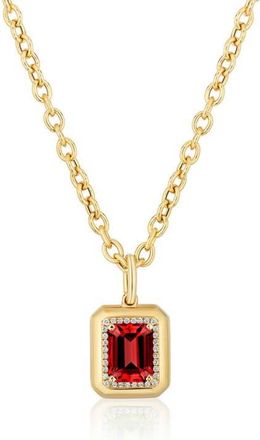 Goshwara G-Classic Emerald Cut Pendant Necklace in Red at Nordstrom, Size 18