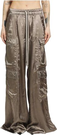 Rick Owens Temple Cargobelas - Dames - Wijde Broeken - Bruin - S - Satijn - Broeken