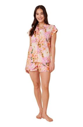 The Cats Pajamas Luxe Pima Short Print Set in Blush Rose at Nordstrom, Size X-Small