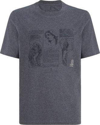 Brunello Cucinelli T-shirt girocollo con stampa - Grigio