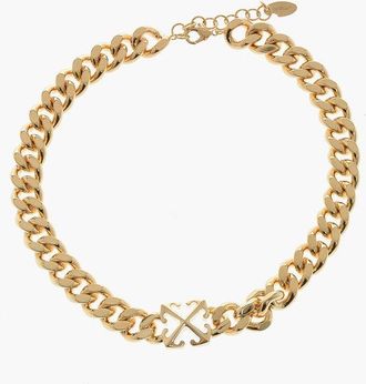 Off-white Gold-Tone Chain Necklace With Iconic Detail size One Size
