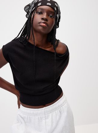 Twik Womens Loose-collar rolled-edge sweater