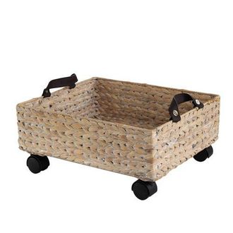 Happimess Adaline 18.11 Classic Farmhouse Handwoven Hyacinth Rectangular Underbed Storage Bin with Wheels and Handles in White Wash at Nordstrom
