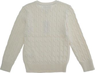 Polo Ralph Lauren Boys Crewneck Sweater With Pony Embroidery, White Cotton Tops Top