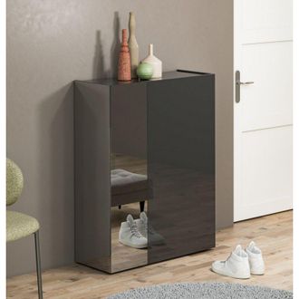 Dmora Zapatero Zumaglia, Mueble Para 20 Pares, 5 Estantes Made In Italy, 6 Compartimentos, 60x40x190h Cm Negro Brillante
