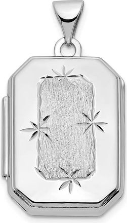 Diamond2Deal 14k White Gold Diamond-cut Brushed 20mm Rectangular Locket Pendant
