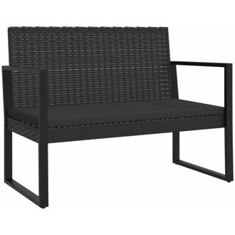 vidaXL Banco De Jard&iacute;n Con Cojines Rat&aacute;n Sint&eacute;tico Negro 106 Cm Vidaxl