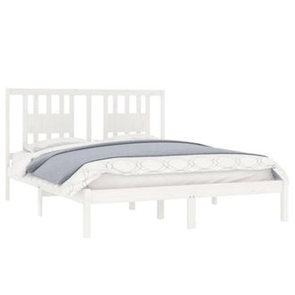 Berkfield Home Beautiful Bed Frame White Solid Wood Pine 140x200 cm