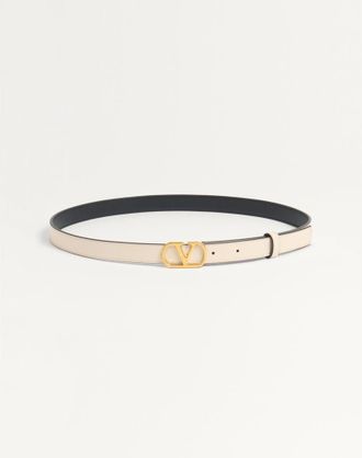 Valentino Garavani Cintura VLogo Signature In Vitello Lucido 20 Mm Donna BURRO 065