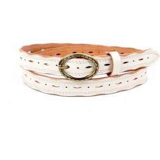 OLD TREND Vintage Genuine Leather Perforated Classic Detail Belt in White at Nordstrom, Size Medium