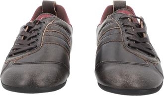 Vivienne Westwood Textured Black Sneakers with Burgundy Accents and Gold Emblem