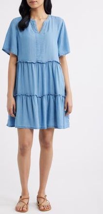 Beach Lunch Lounge Vale Tiered Cotton Dress in Light Wash at Nordstrom Rack, Size X-Large