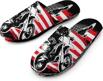 Generic Got Dirt Bike Motorcross U.s. Flag Mens Cozy Memory Foam Slippers Warm Cotton House Shoes Comfy Slipper for Indoor Outdoor