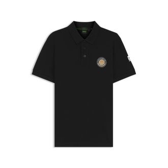 BOSS Cotton-piqu&eacute; polo shirt with tennis artwork