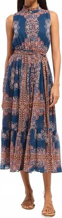 Misa Thebez Midi Dress In Sapphire Tapis