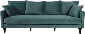 DRAWER Sofá de 4 plazas en terciopelo con patas torneadas - verde eucalipto