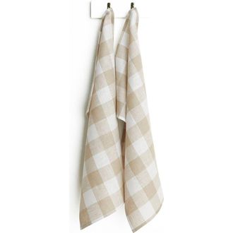 Solino Home Linen Kitchen Towels - Buffalo Check in Natural And White at Nordstrom, Size Small