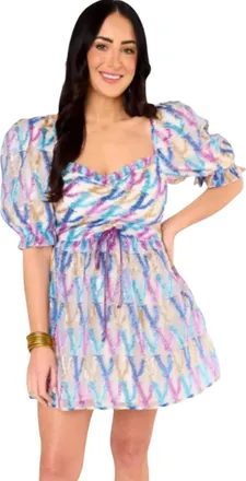 BuddyLove Colby Puff Sleeve Mini Dress In Confetti