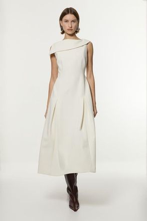 Karen Millen Asymmetric Neck Tailored Dress in Ivory at Nordstrom, Size 10
