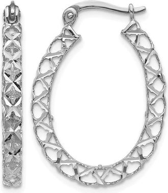Diamond2Deal 14K White Gold Polished Hollow U Shape- Hoop Earrings