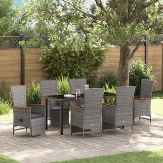 vidaXL Conjunto De Comedor De Jard&iacute;n Con Coj&iacute;n 7 Pcs Gris Polirat&aacute;n Vidaxl
