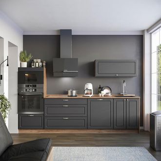 Vicco Cucina Componibile Fame-line, Oro-antracite Rustico/rovere Dorato, 280 Cm Senza Piano Di Lavoro, Vicco