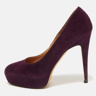 Brian Atwood Purple Suede Maniac Platform Pumps