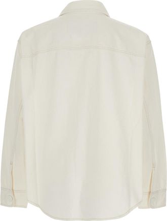 Ami Mens White Cotton Shirt With Adc Embroidery