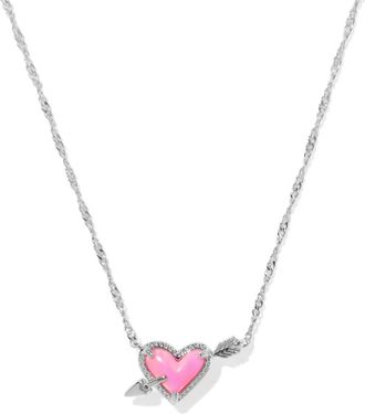 Kendra Scott Womens Ari Heart Arrow Silver Short Pendant Necklace