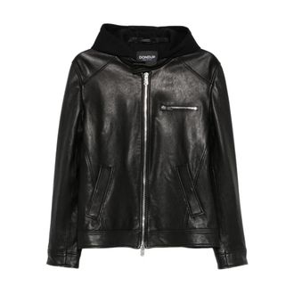 Dondup Slim-fit Bikerjack - Heren - Leren en Su&egrave;de Jassen - Zwart - M - Leer - Jassen