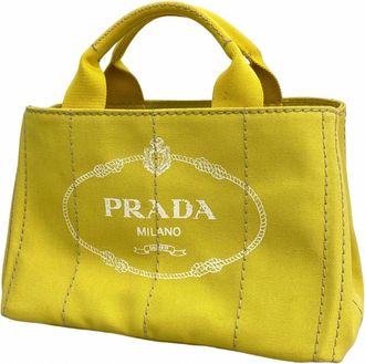 Prada Yellow Canvas Tote Bag (Pre-Owned)