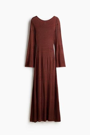 H&M Pointelle-knit Maxi Dress in Brown at Nordstrom, Size Xx-Large
