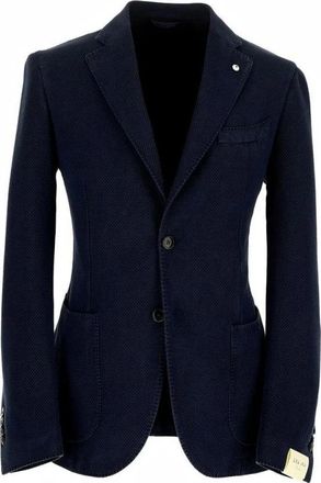 L.B.M. 1911 Blauwe Slim Fit Katoenen Blazer - Heren - Blazers - Blauw - 2XL - Katoen - Jassen