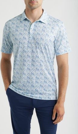Swannies Sunday Floral Performance Golf Polo in Sky at Nordstrom, Size Xx-Large