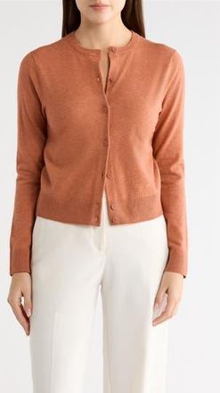 Nordstrom Rack Crewneck Cardigan in Rust Chutney at Nordstrom Rack, Size X-Large