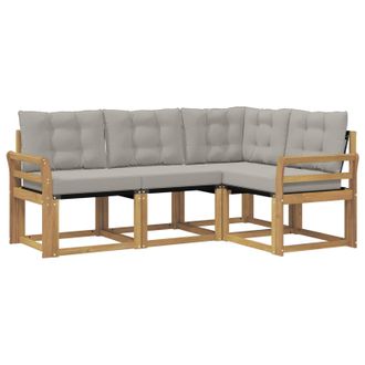 vidaXL Conjunto De Sof&aacute;s De Exterior 4 Pcs Blanco Y Gris Claro Vidaxl