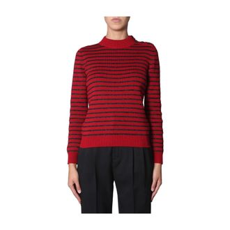 Saint Laurent Round-neck Knitwear, female, Red, Size: L Round-neck Knitwear