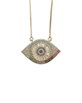 Eyecandy LA Eye Candy La Luxe Collection 14K Plated & Silver Cz Evil Eye Necklace
