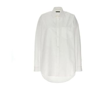 Balenciaga Shirts, female, White, Size: M Oversize Poplin Shirt Women Italy