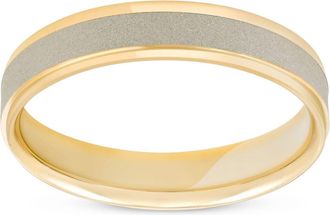 Pompeii3 4mm 14K White & Yellow Gold Two Tone Brushed Wedding Band