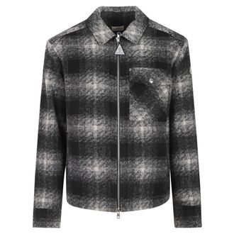 Moncler Camisa-chaqueta a cuadros con parche de logo - Jackets - Hombre - Negro - XL