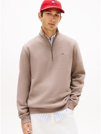 Tommy Hilfiger Mens Tommy Jeans Quarter-Zip Sweatshirt - Ivy Mink - XL