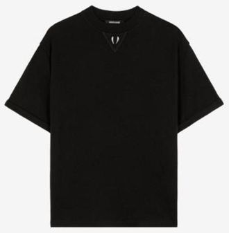 Roberto Cavalli Fang Detail Cotton Jersey T-Shirt, Size X-Large