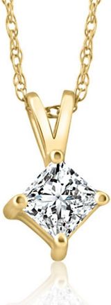 Pompeii3 14k Gold Princess Cut 3/8ct Diamond Solitaire Pendant Enhanced