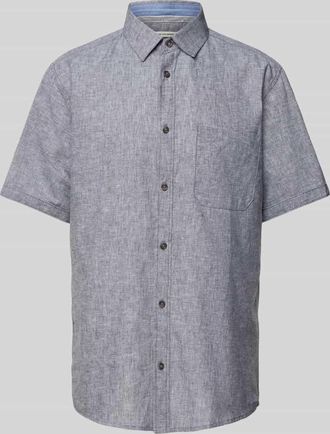 Tom Tailor Regular Fit Leinenhemd mit kurzem Arm in Hellgrau, Größe XXXL