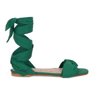 Red Valentino Flat Sandals, female, Green, Size: 6 US Elegant Lace-up Sandal