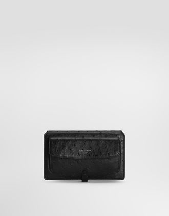 Dolce & Gabbana Ostrich Leather Crossbody Minibag - Man Crossbody Bags Black Onesize