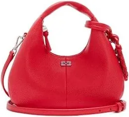 Ganni Grained Mini Hobo Tas - Dames - Handtassen - Rood - ONE Size - Polyester - Tassen